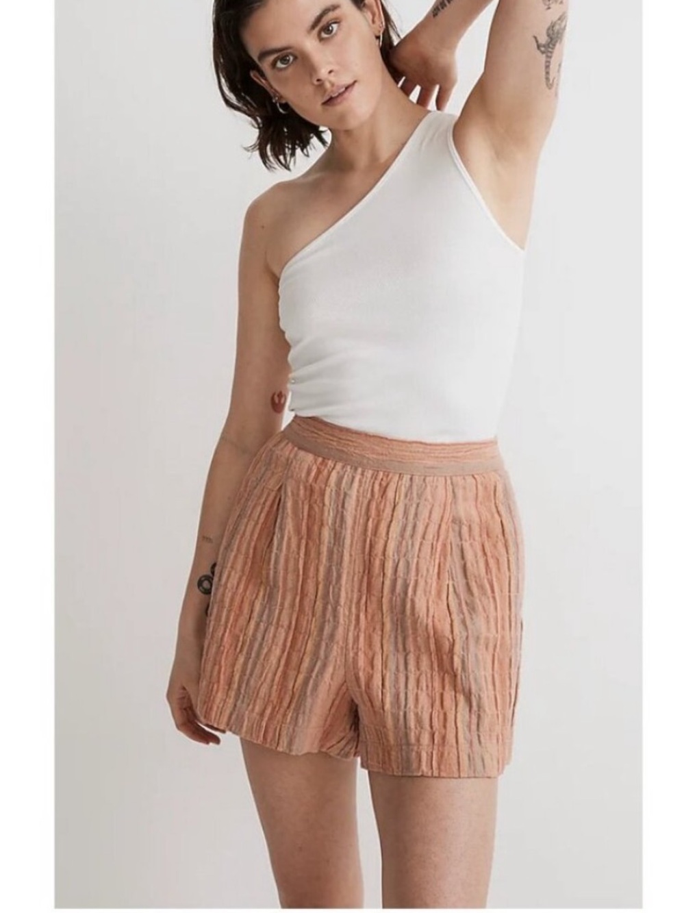 Madewell Herringbone Pull-On Cotton Shorts